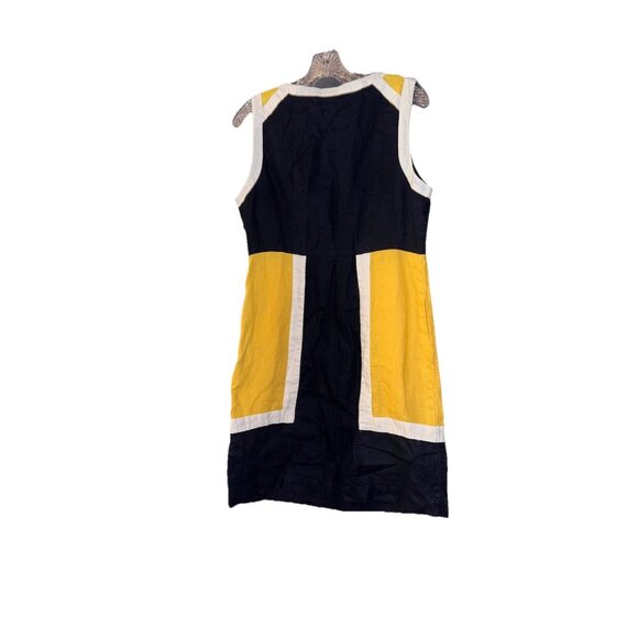 Boden Anita Linen Shift Dress Black And Yellow Sz 8 Regular - Picture 4 of 4
